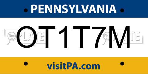 OT1T7M Pennsylvania License Plate
