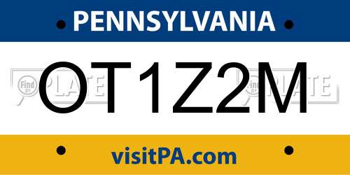 OT1Z2M Pennsylvania License Plate