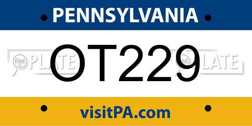 OT229 Pennsylvania License Plate