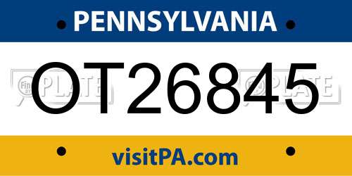 OT26845 Pennsylvania License Plate
