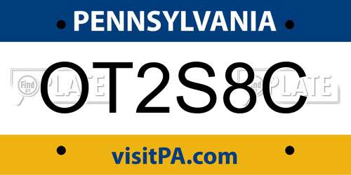 OT2S8C Pennsylvania License Plate