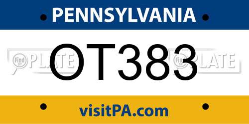OT383 Pennsylvania License Plate