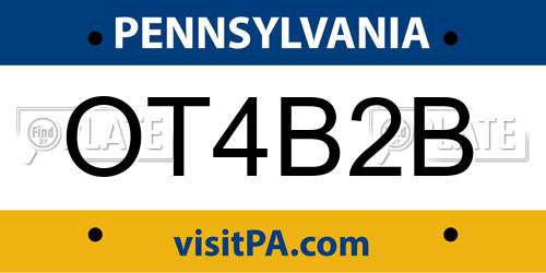 OT4B2B Pennsylvania License Plate