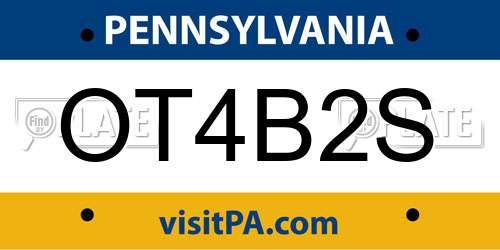 OT4B2S Pennsylvania License Plate