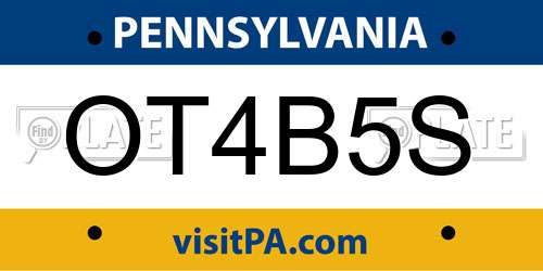 OT4B5S Pennsylvania License Plate