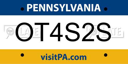 OT4S2S Pennsylvania License Plate