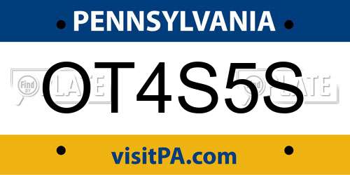 OT4S5S Pennsylvania License Plate