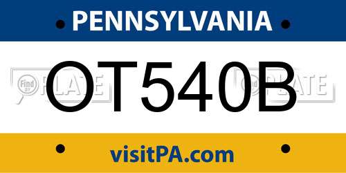 OT540B Pennsylvania License Plate