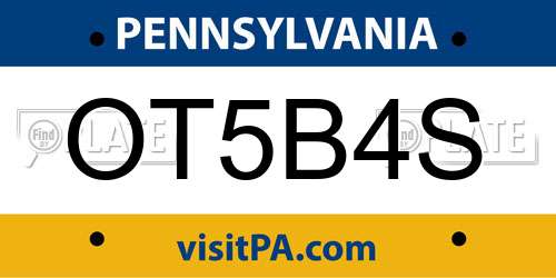 OT5B4S Pennsylvania License Plate