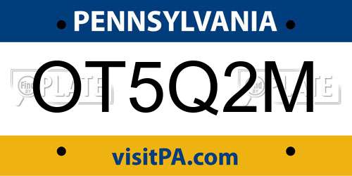 OT5Q2M Pennsylvania License Plate