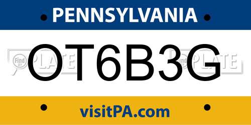 OT6B3G Pennsylvania License Plate