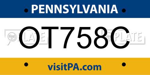 OT758C Pennsylvania License Plate