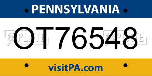 OT76548 Pennsylvania License Plate