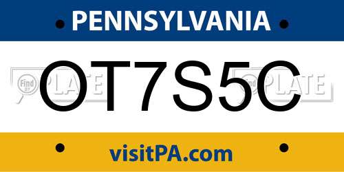 OT7S5C Pennsylvania License Plate