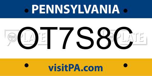 OT7S8C Pennsylvania License Plate