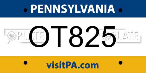 OT825 Pennsylvania License Plate