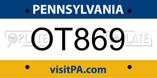 OT869 Pennsylvania License Plate