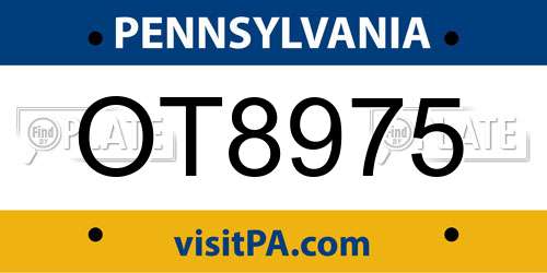 OT8975 Pennsylvania License Plate