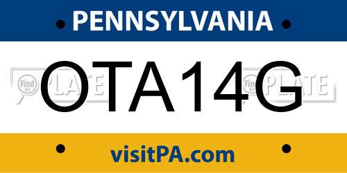 OTA14G Pennsylvania License Plate