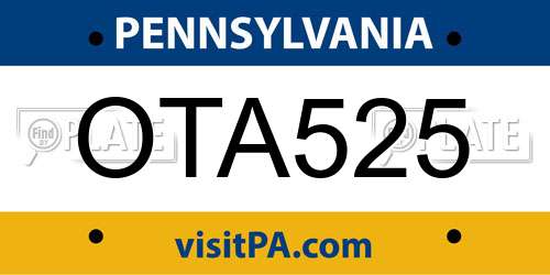 OTA525 Pennsylvania License Plate