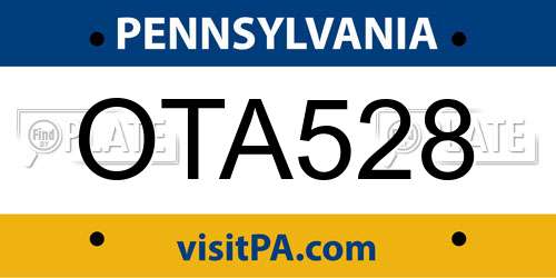 OTA528 Pennsylvania License Plate