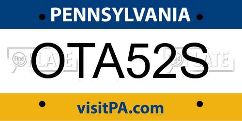 OTA52S Pennsylvania License Plate