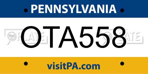 OTA558 Pennsylvania License Plate