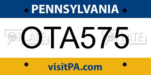 OTA575 Pennsylvania License Plate