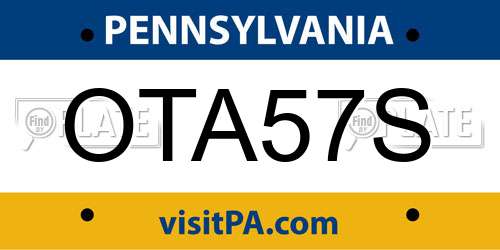 OTA57S Pennsylvania License Plate