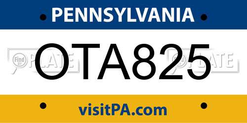 OTA825 Pennsylvania License Plate