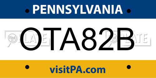 OTA82B Pennsylvania License Plate