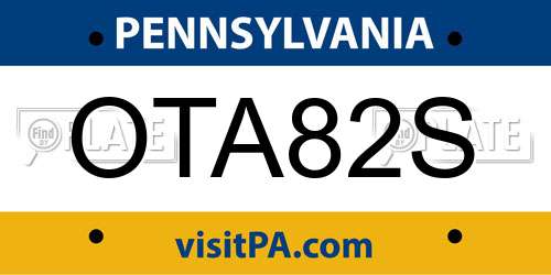 OTA82S Pennsylvania License Plate
