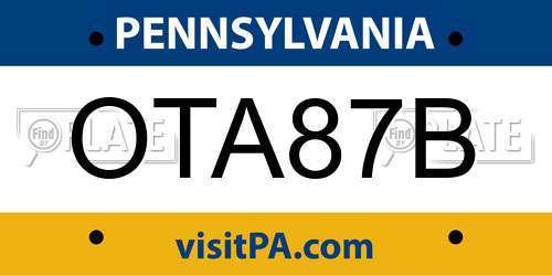 OTA87B Pennsylvania License Plate