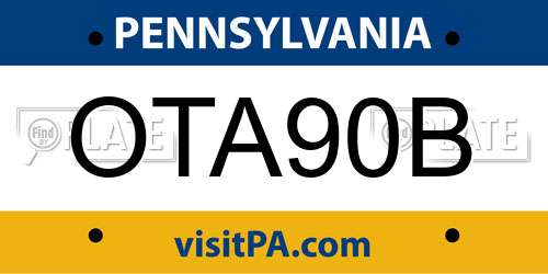 OTA90B Pennsylvania License Plate