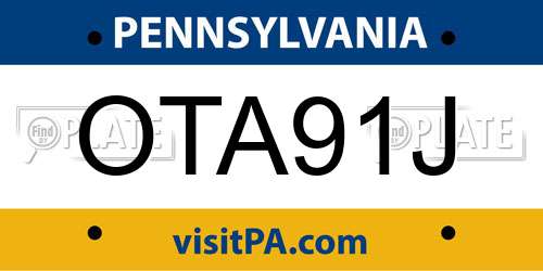 OTA91J Pennsylvania License Plate