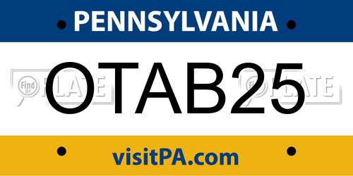 OTAB25 Pennsylvania License Plate