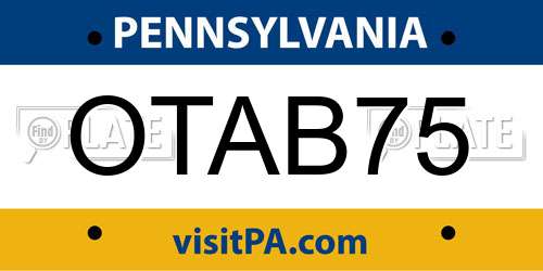 OTAB75 Pennsylvania License Plate