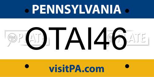 OTAI46 Pennsylvania License Plate