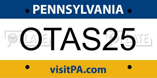 OTAS25 Pennsylvania License Plate