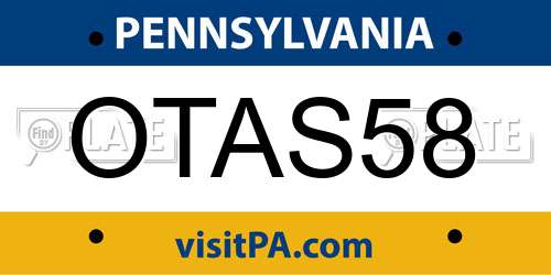OTAS58 Pennsylvania License Plate