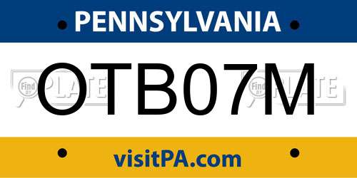OTB07M Pennsylvania License Plate