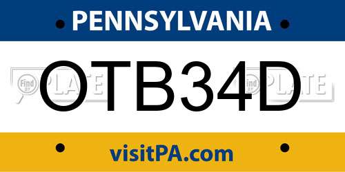 OTB34D Pennsylvania License Plate