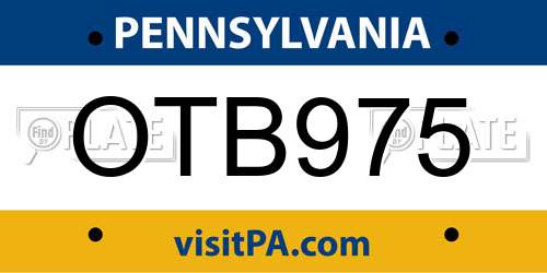 OTB975 Pennsylvania License Plate