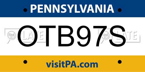OTB97S Pennsylvania License Plate