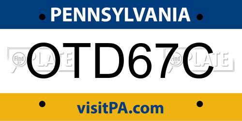 OTD67C Pennsylvania License Plate