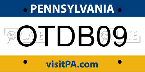 OTDB09 Pennsylvania License Plate