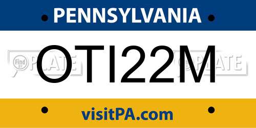 OTI22M Pennsylvania License Plate