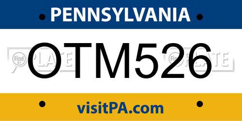 OTM526 Pennsylvania License Plate