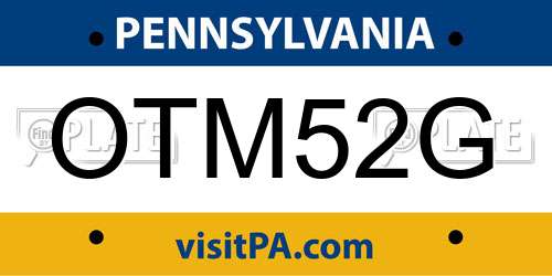 OTM52G Pennsylvania License Plate