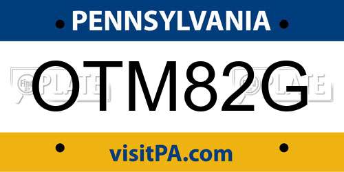OTM82G Pennsylvania License Plate